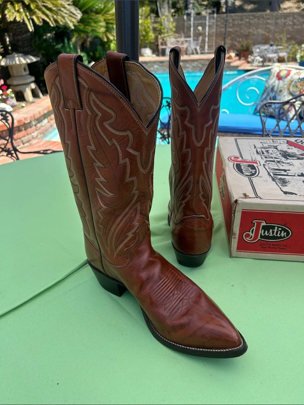 Justin Boots Brown Leather Western Cowboy Boots